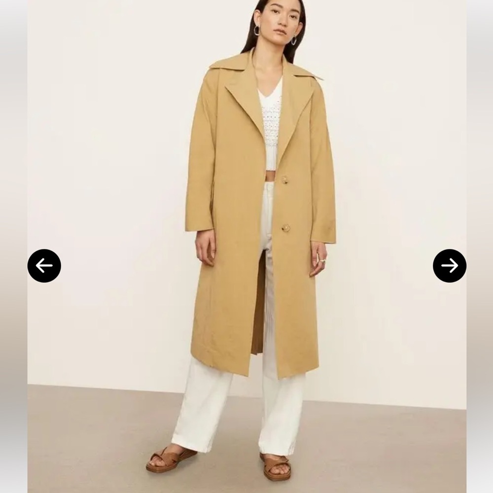 Vince Braided Belt Linen Blend Trench Coat XS